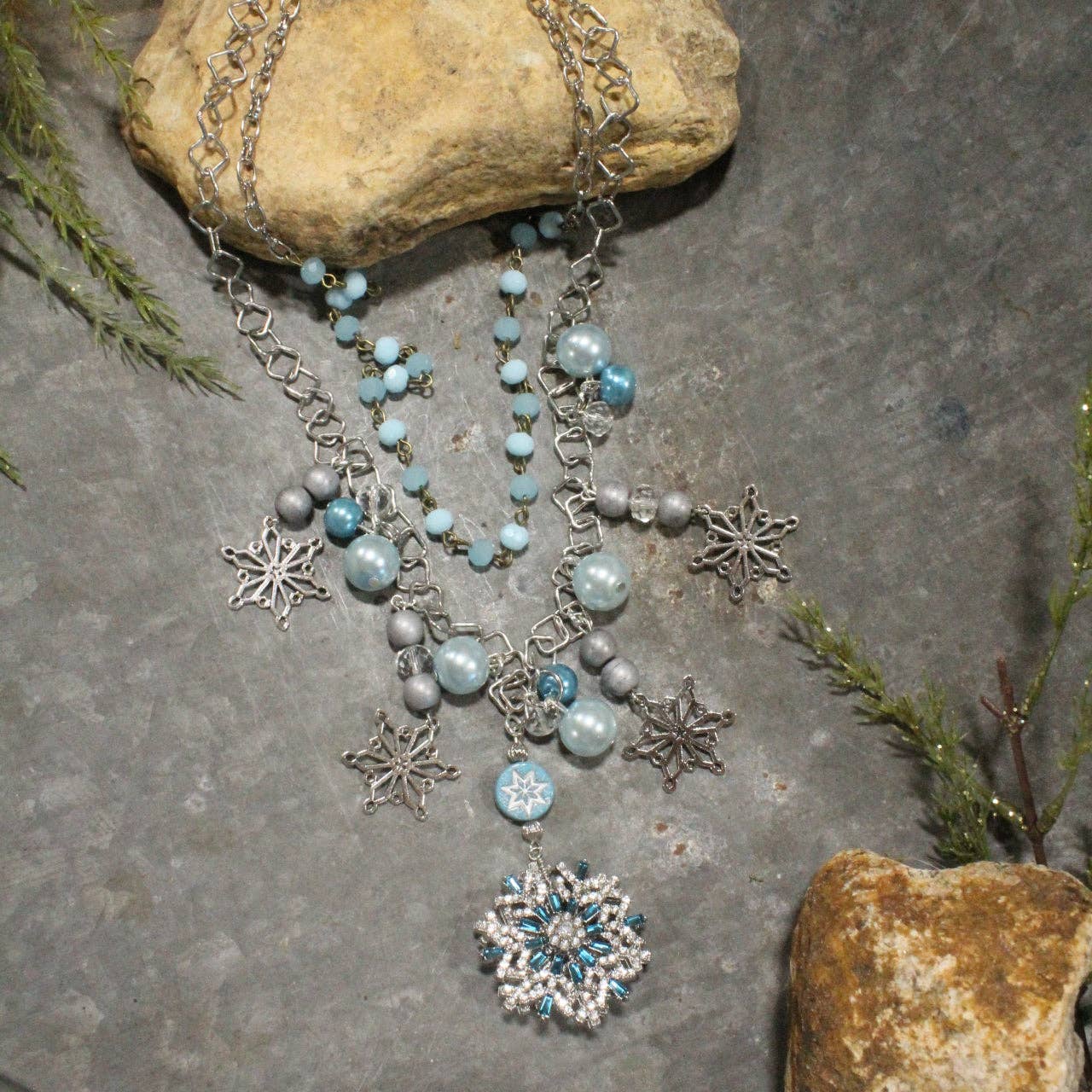 Snowflakes Are Falling Charm'd Necklace - Juli's Wearable Art