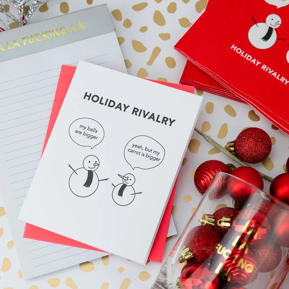 Snowmen Holiday Rivalry | Letterpress Card