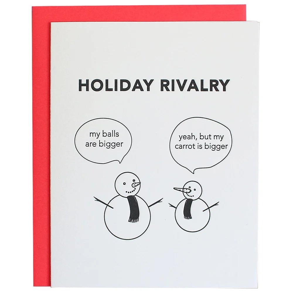Snowmen Holiday Rivalry | Letterpress Card