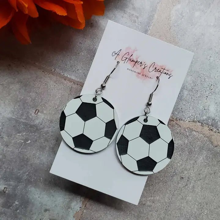 Soccer Acrylic Earrings - Juli's Wearable Art