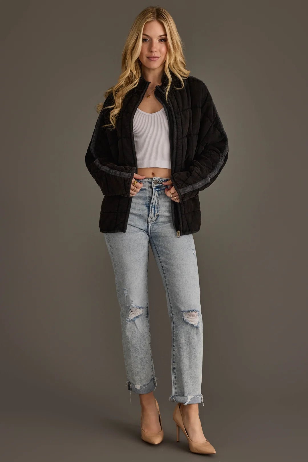 Soft Quilted Jacket | Faded Black - Juli's Wearable Art