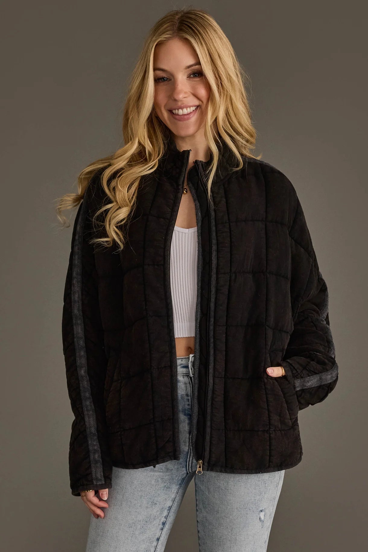 Soft Quilted Jacket | Faded Black - Juli's Wearable Art