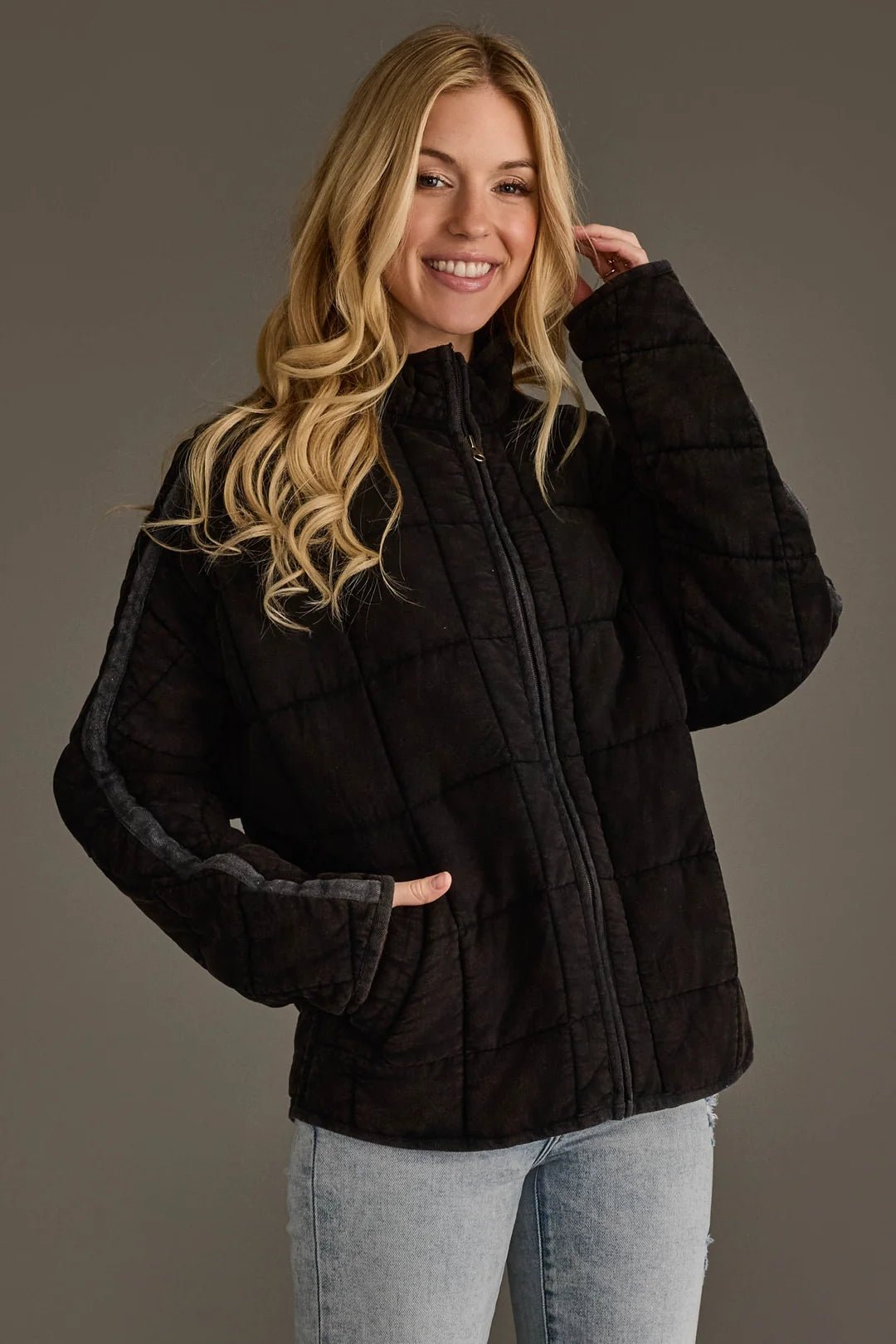 Soft Quilted Jacket | Faded Black - Juli's Wearable Art