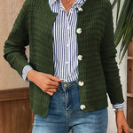 Solid - Color Commuter Knitted Casual Cardigan – Army Green - Juli's Wearable Art