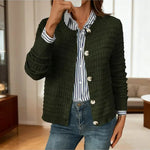 Solid - Color Commuter Knitted Casual Cardigan – Army Green - Juli's Wearable Art