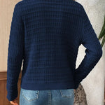Solid - Color Commuter Knitted Casual Cardigan – Navy - Juli's Wearable Art