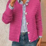 Solid - Color Commuter Knitted Casual Cardigan – Rose - Juli's Wearable Art