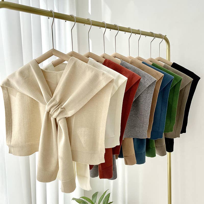 Solid Color Knitted Knotted Shawls–Casual & Cozy - Juli's Wearable Art
