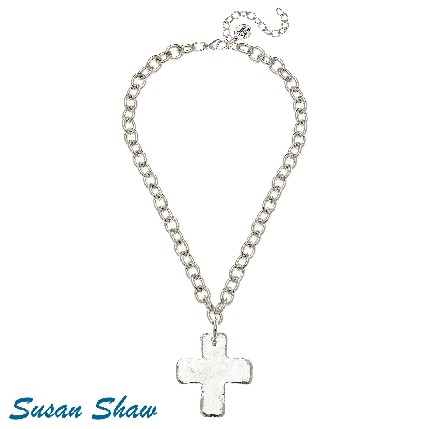 Solid Cross Necklace - Silver - Juli's Wearable Art