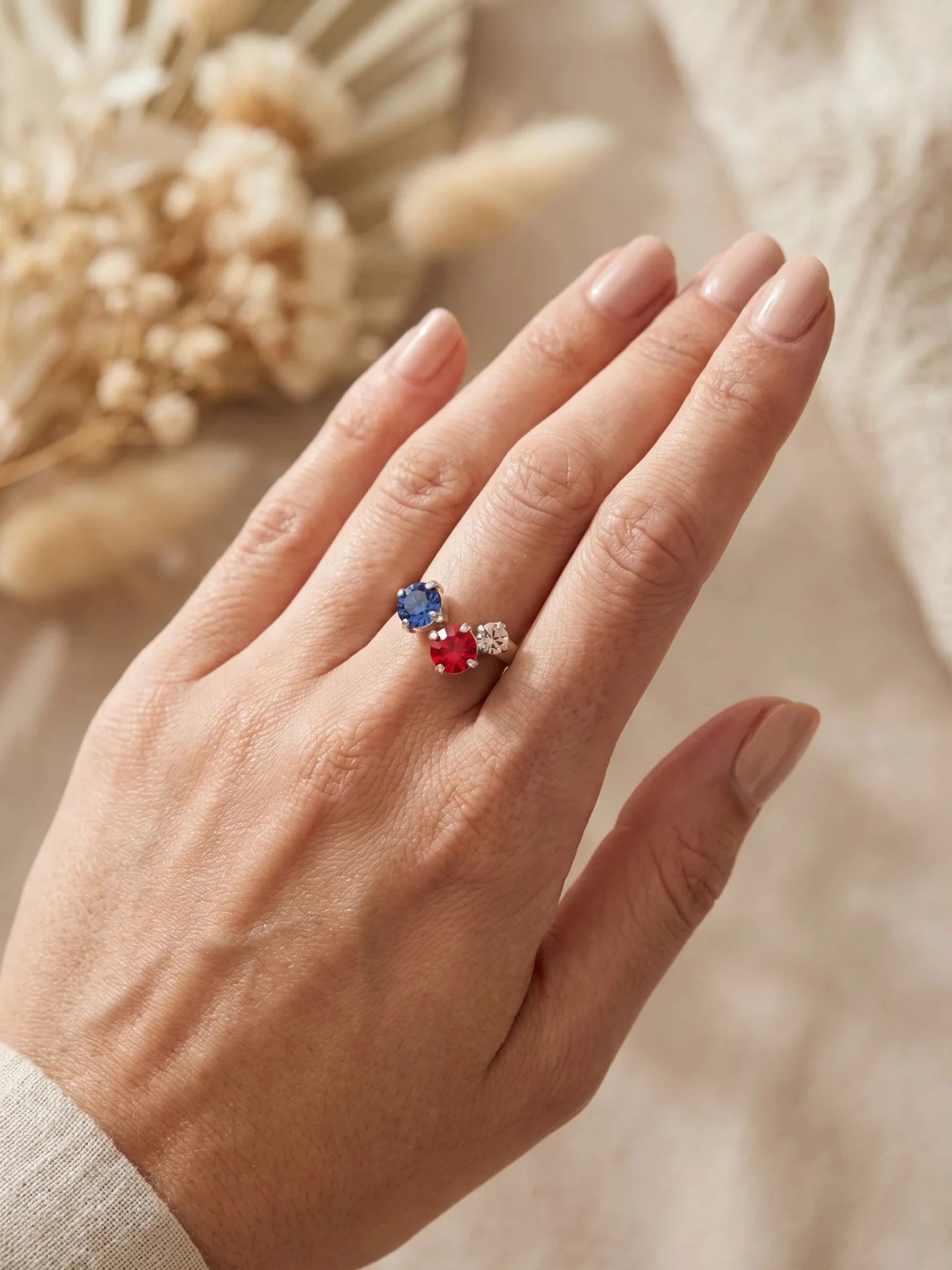 Sorrelli Bubbles Open Band Ring | Stars & Stripes | Silver - Juli's Wearable Art