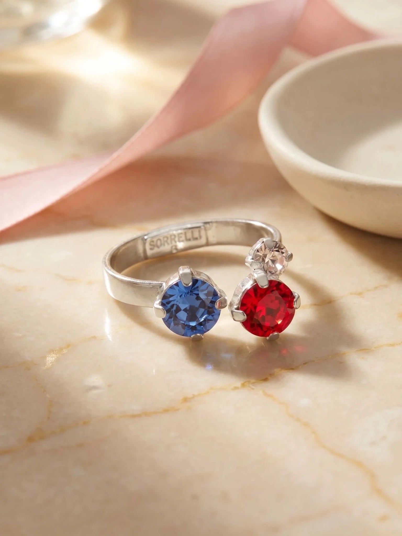 Sorrelli Bubbles Open Band Ring | Stars & Stripes | Silver - Juli's Wearable Art