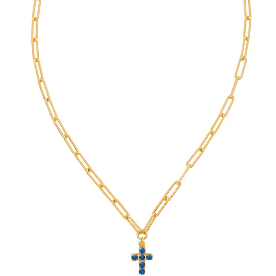 Sorrelli Carly Cross Pendant Necklace| Blue