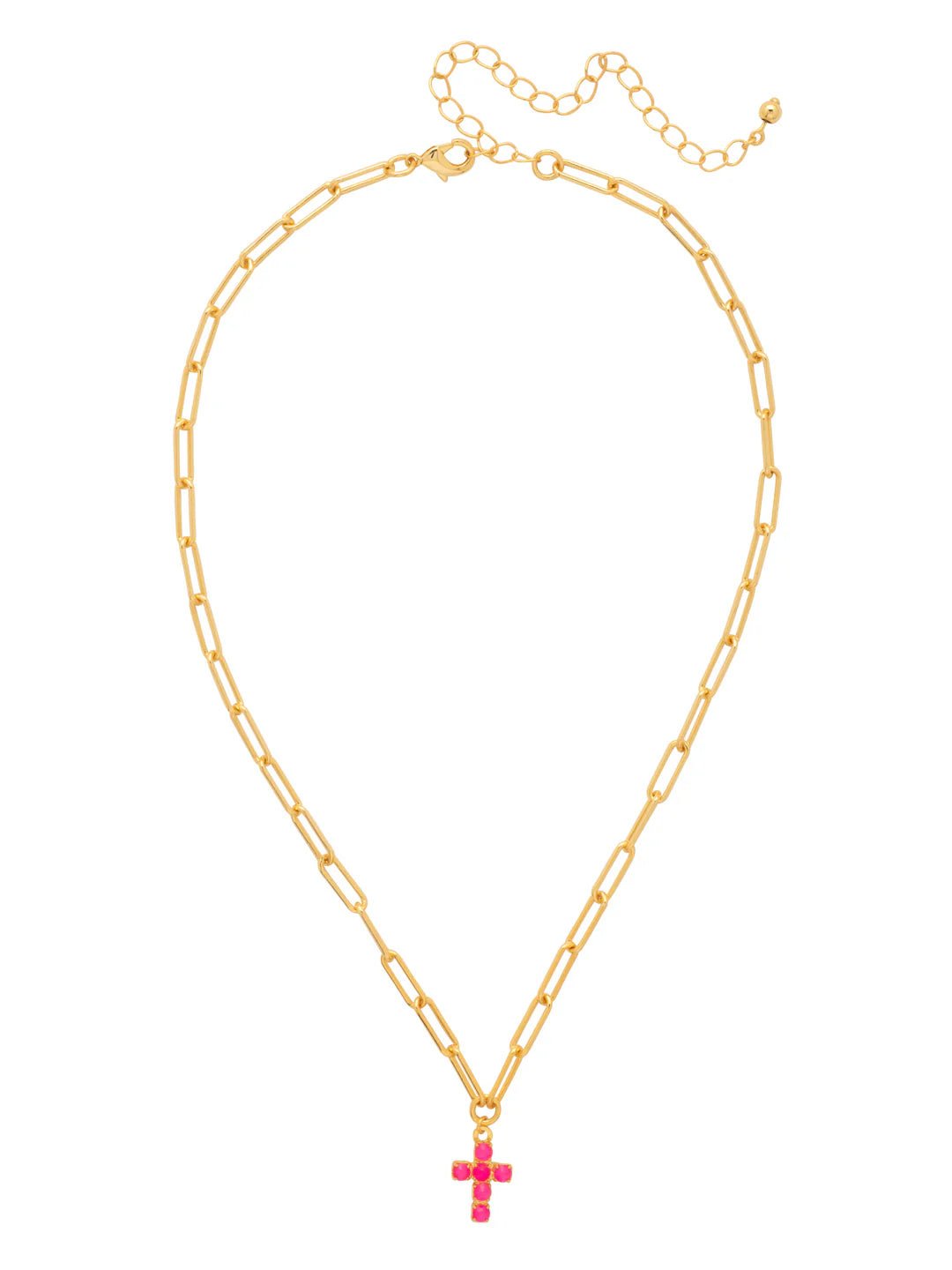 Sorrelli Carly Cross Pendant Necklace | Electric Pink
