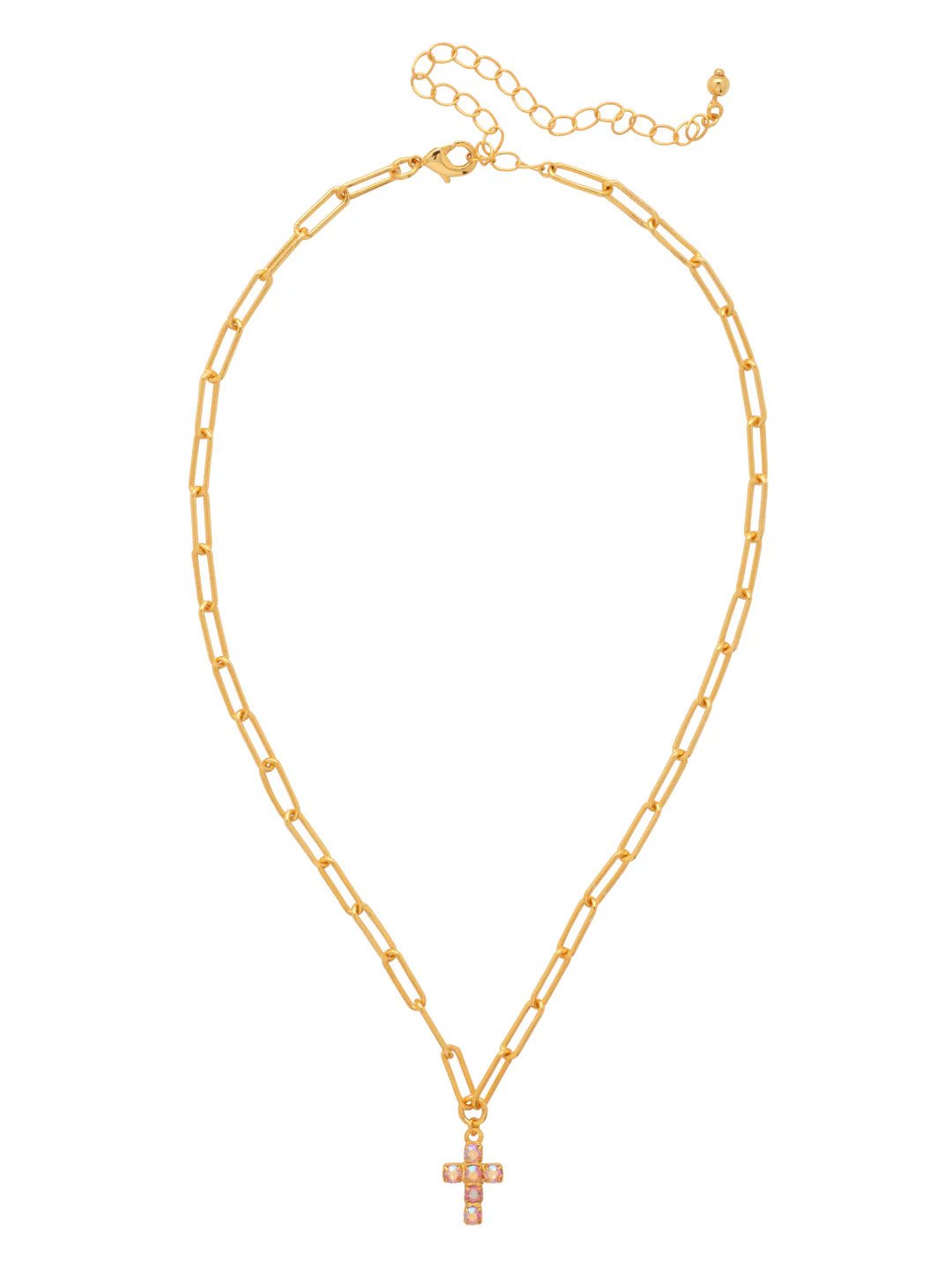 Sorrelli Carly Cross Pendant Necklace Light Rose AB