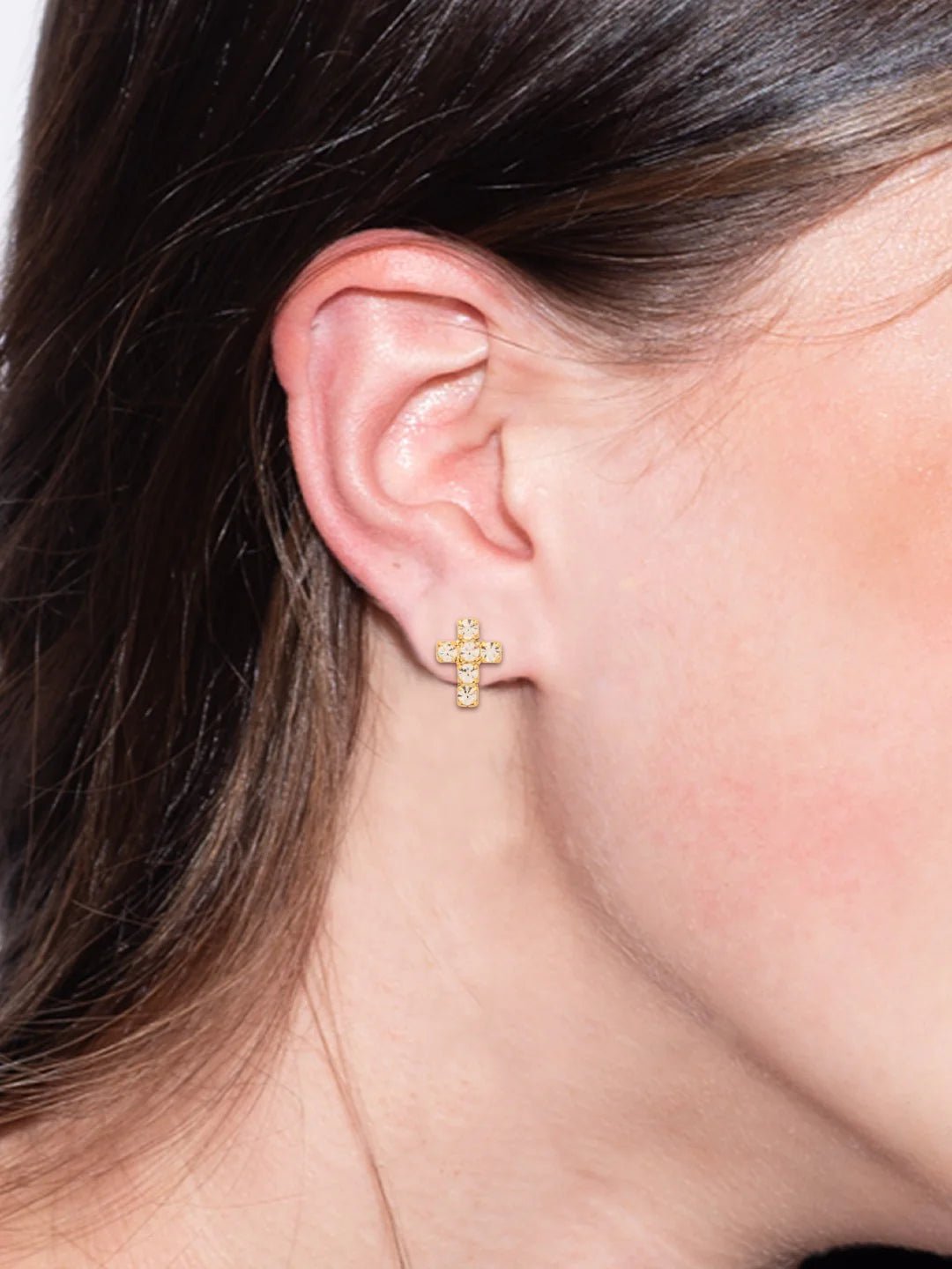 Sorrelli Carly Cross Stud Earrings | Crystal