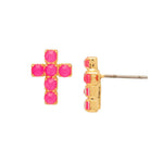 Sorrelli Carly Cross Stud Earrings | Electric Pink - Juli's Wearable Art