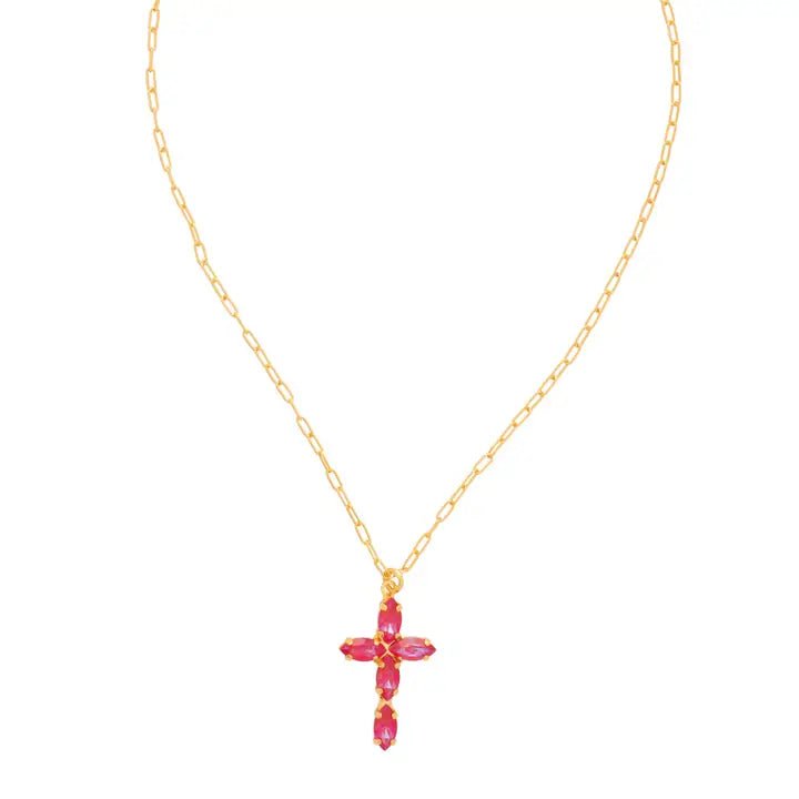 Sorrelli Clarissa Cross Pendant Necklace - Red - Juli's Wearable Art