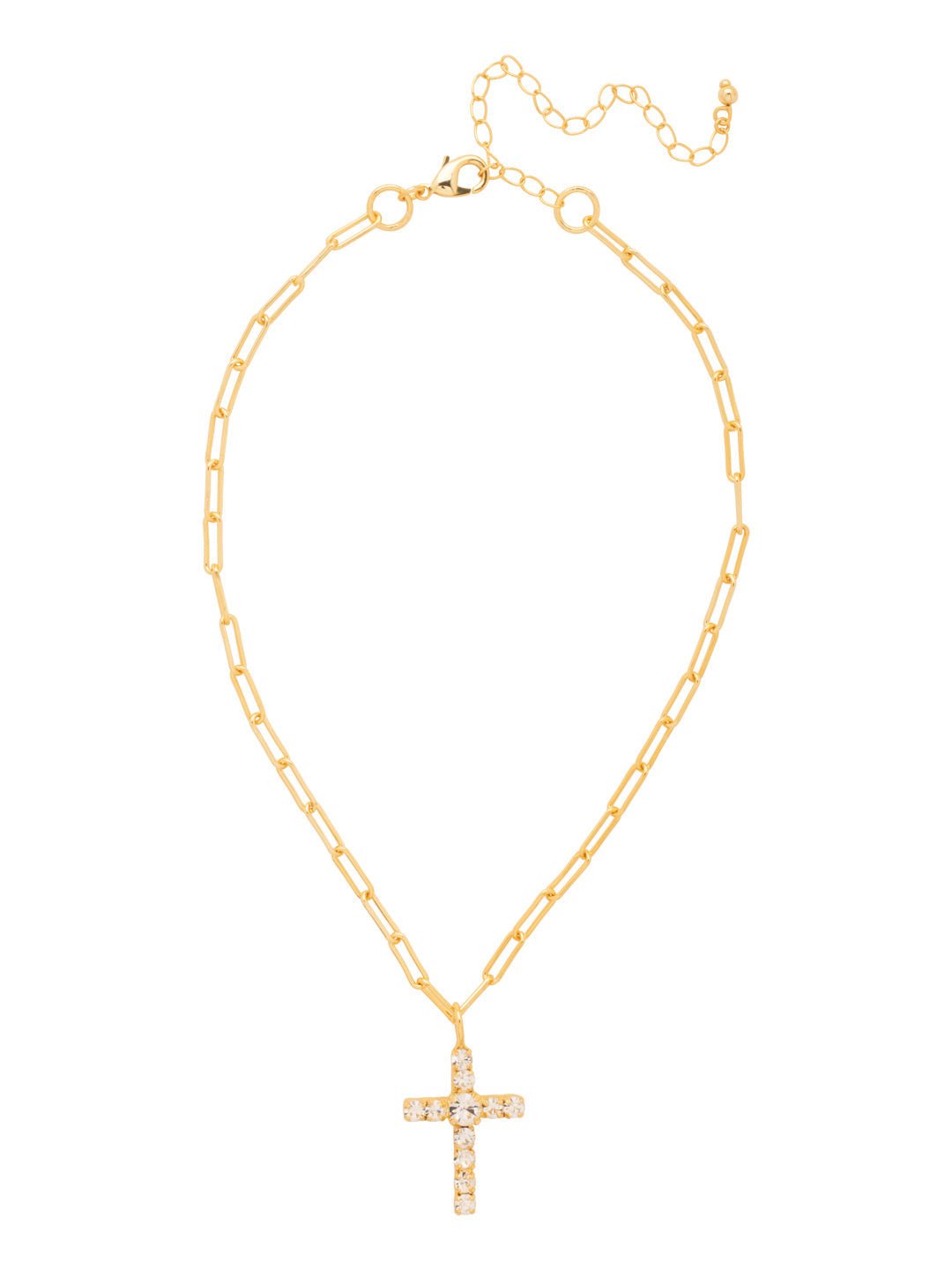 Sorrelli Cross Paperclip Pendant Necklace | Gold
