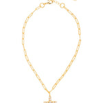Sorrelli Cross Paperclip Pendant Necklace | Gold - Juli's Wearable Art