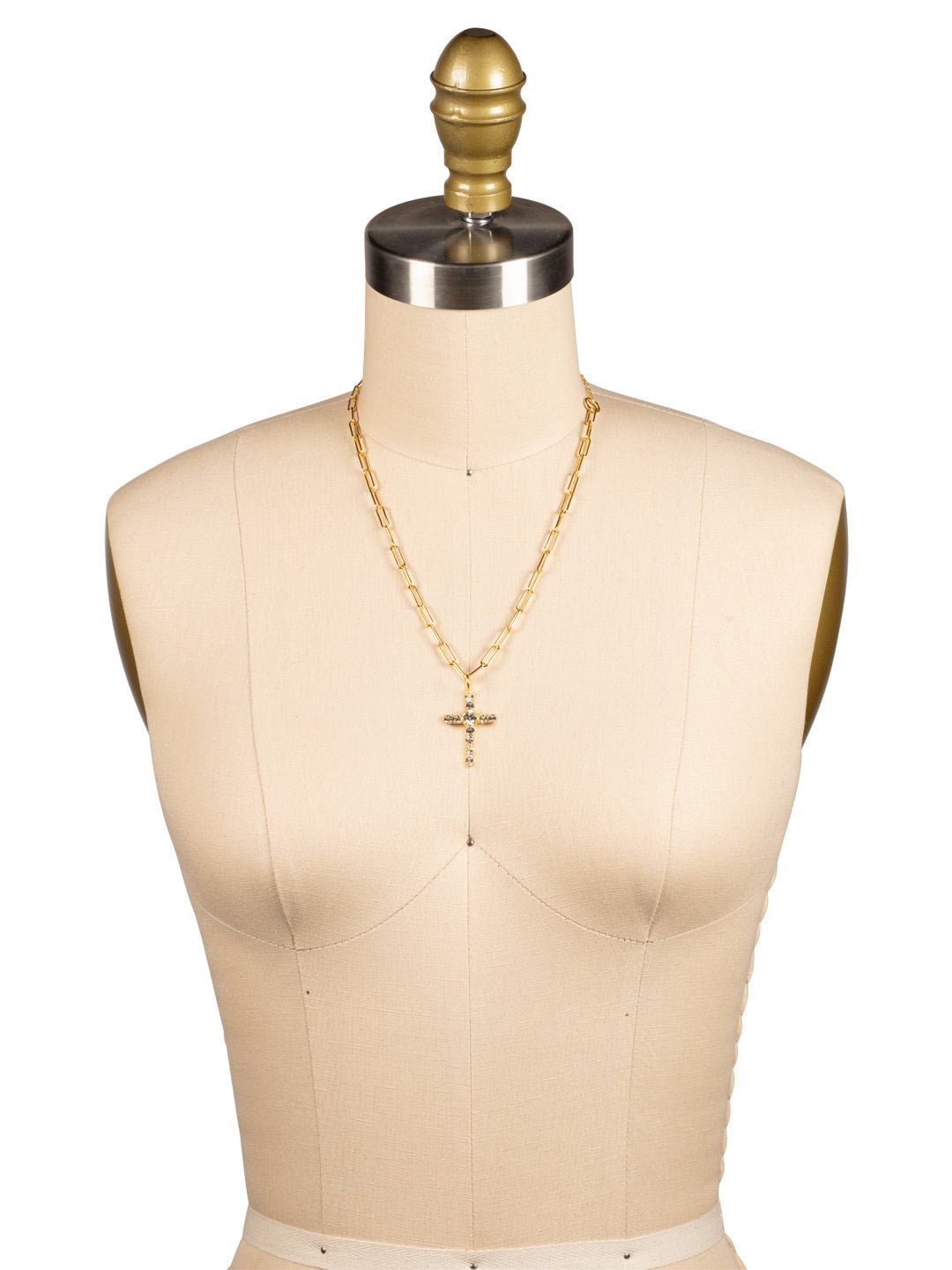 Sorrelli Cross Paperclip Pendant Necklace | Gold - Juli's Wearable Art