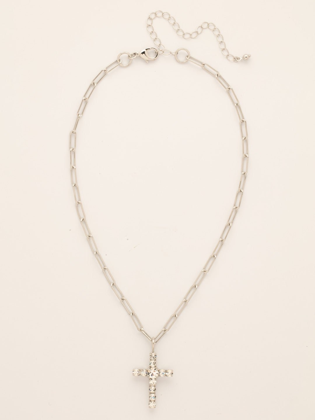 Sorrelli Cross Paperclip Pendant Necklace | Silver - Juli's Wearable Art