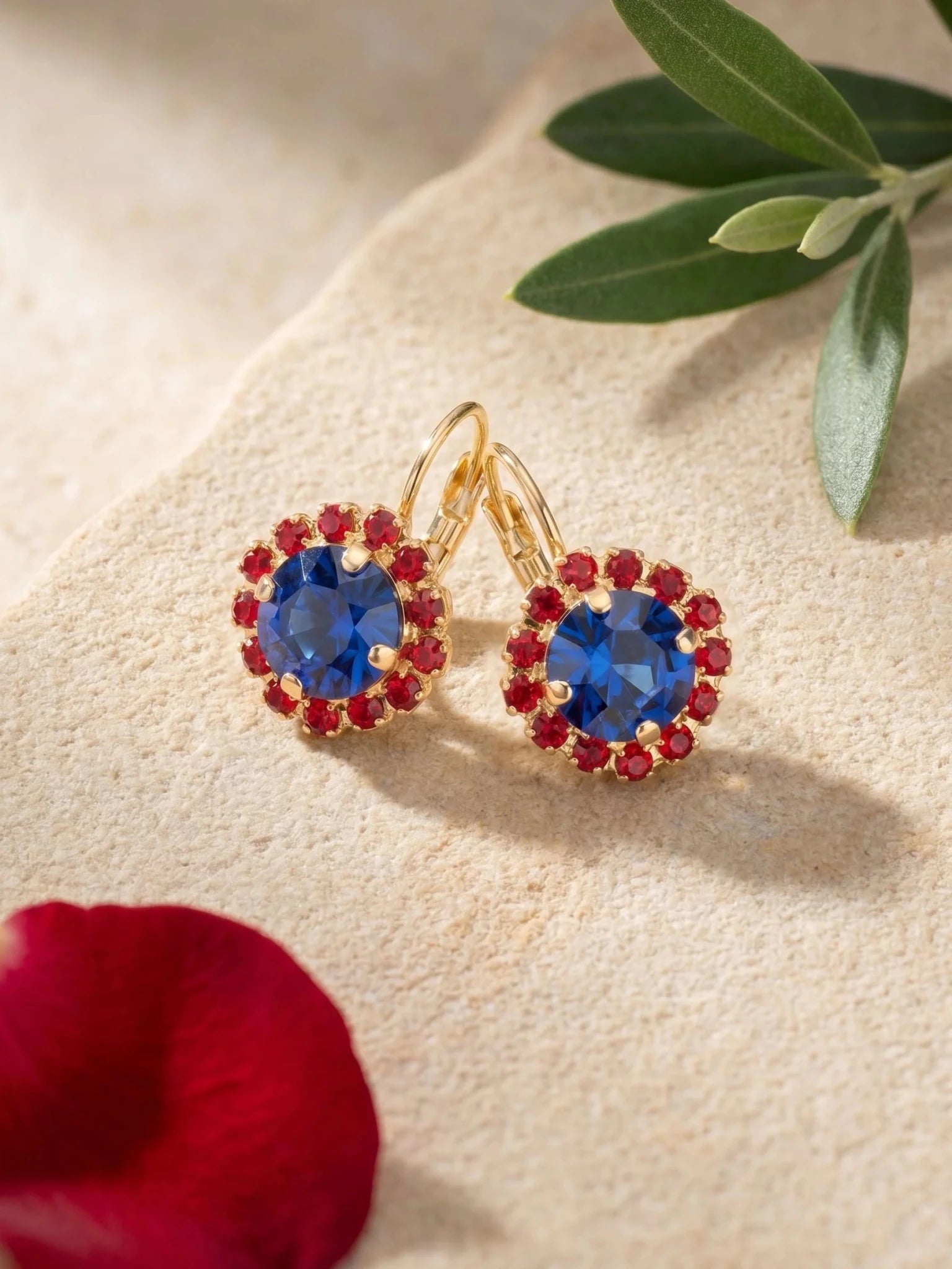 Sorrelli Haute Halo Dangle Earrings | Stars & Stripes | Gold - Juli's Wearable Art