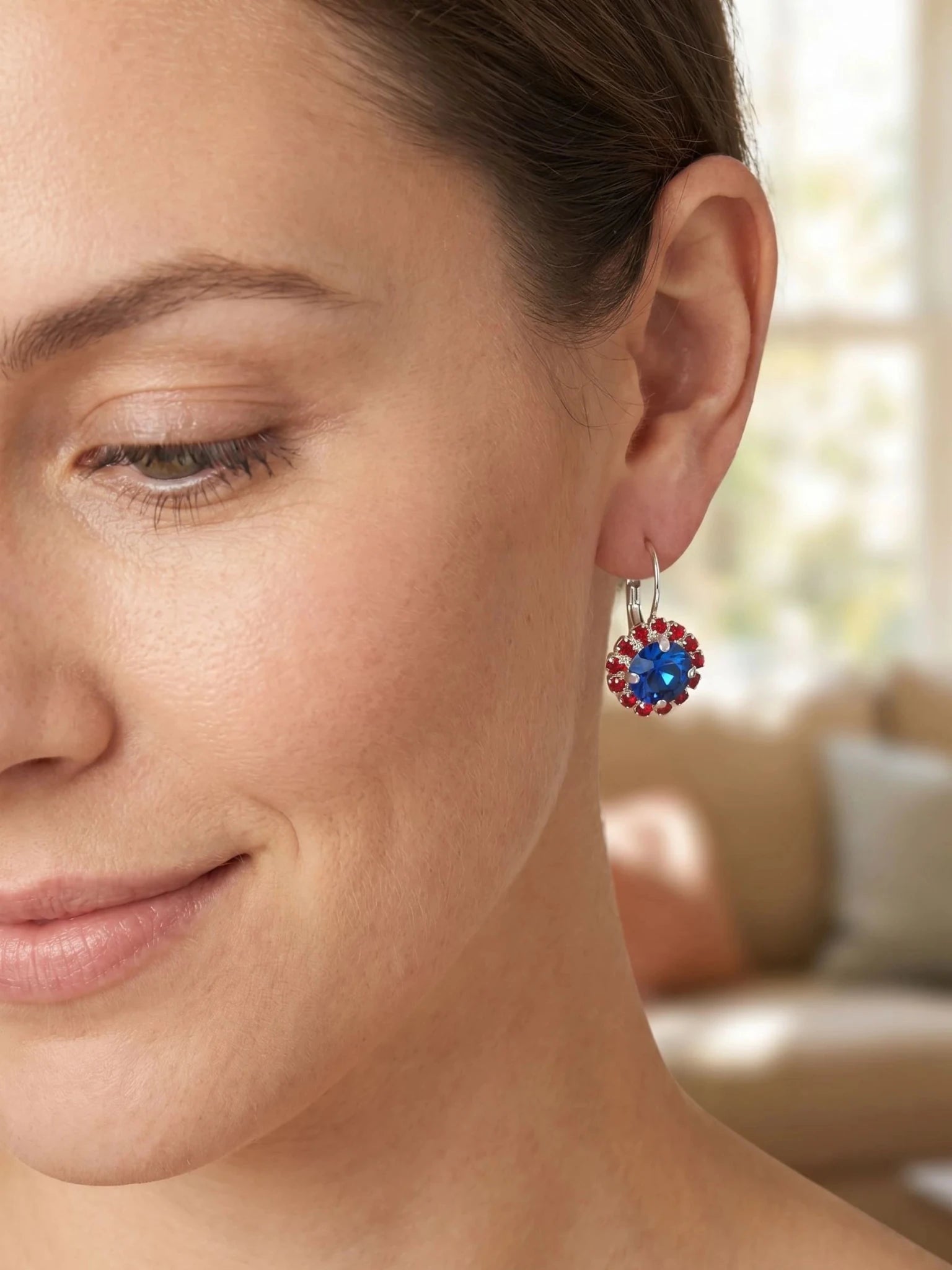 Sorrelli Haute Halo Dangle Earrings | Stars & Stripes | Silver - Juli's Wearable Art
