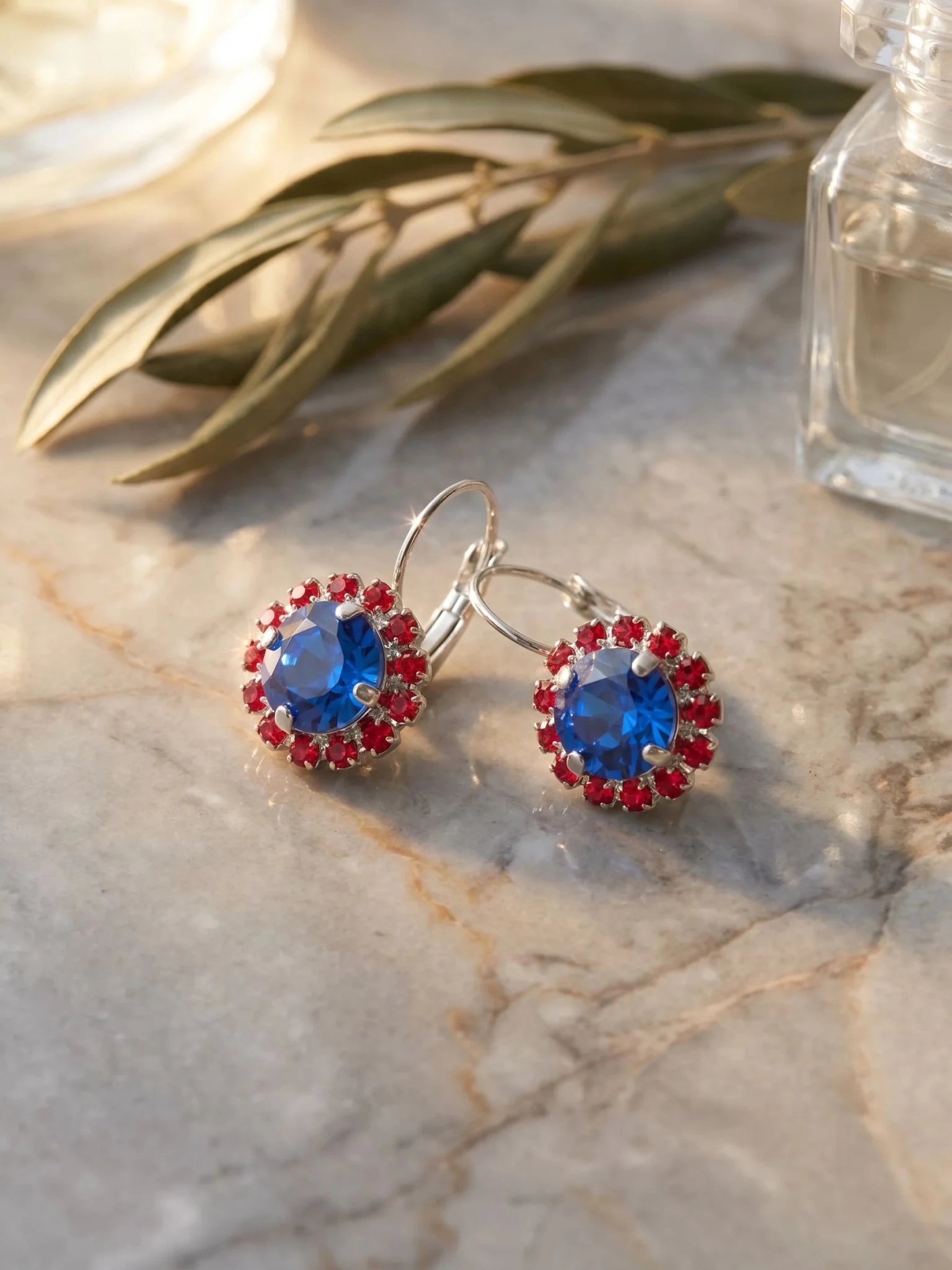 Sorrelli Haute Halo Dangle Earrings | Stars & Stripes | Silver - Juli's Wearable Art
