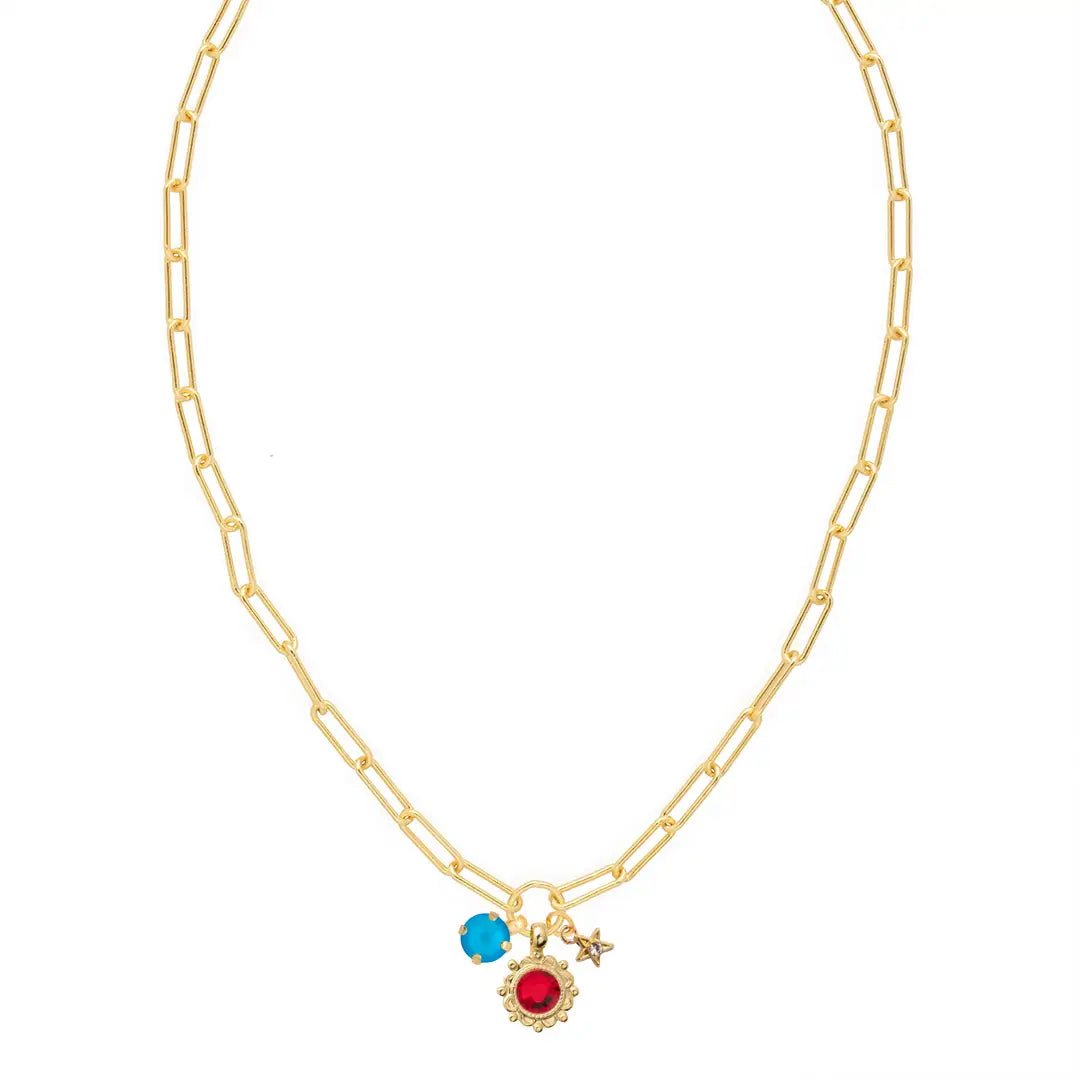 Sorrelli Liberty Charm Pendant Necklace | Gold | Stars & Stripes