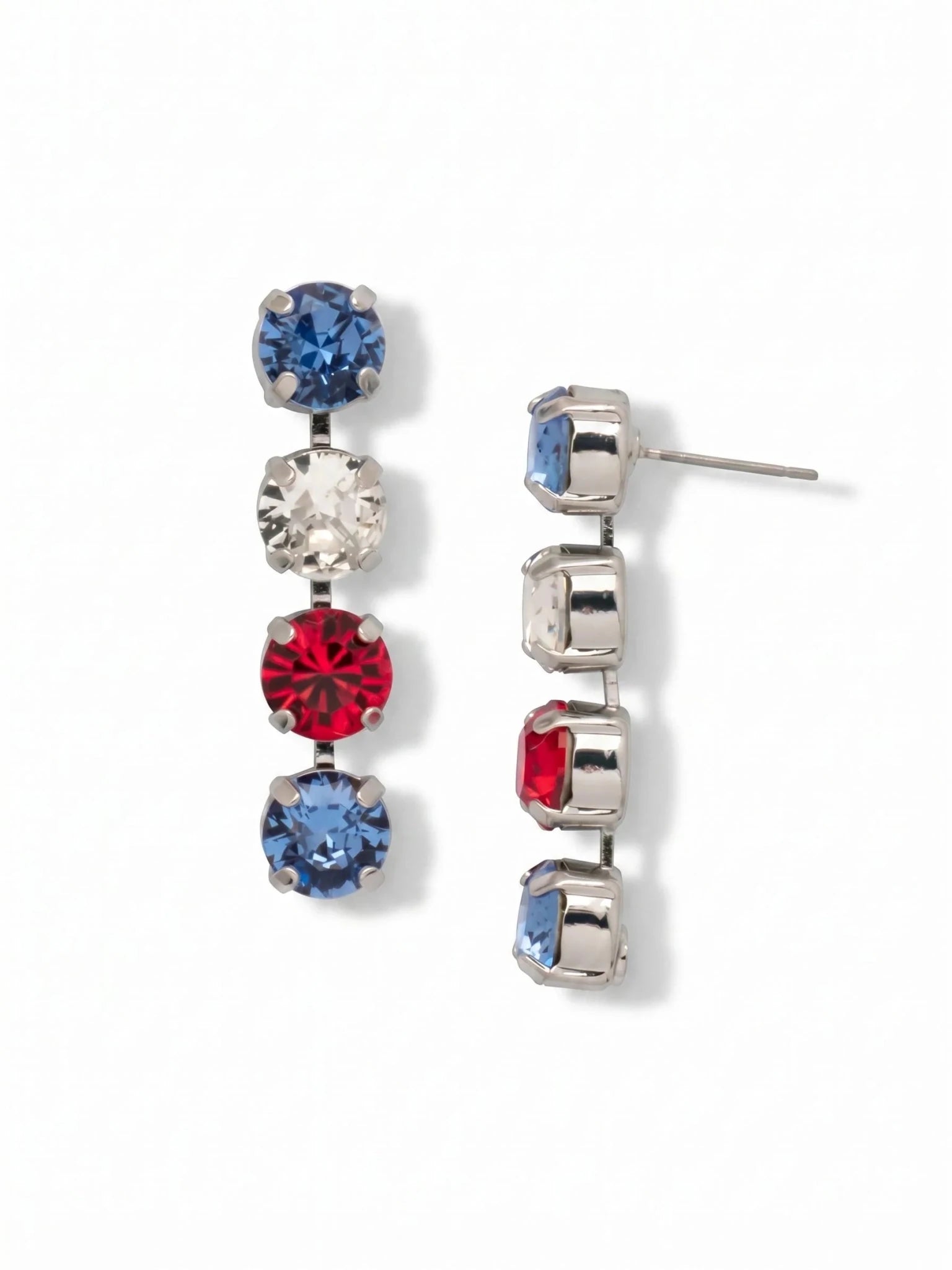Sorrelli Matilda Dangle Earrings | Stars & Stripes | Silver - Juli's Wearable Art