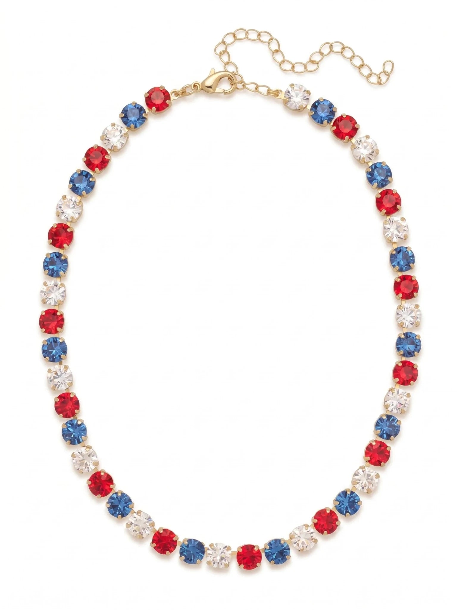 Sorrelli Matilda Tennis Necklace | Stars & Stripes | Gold - Juli's Wearable Art
