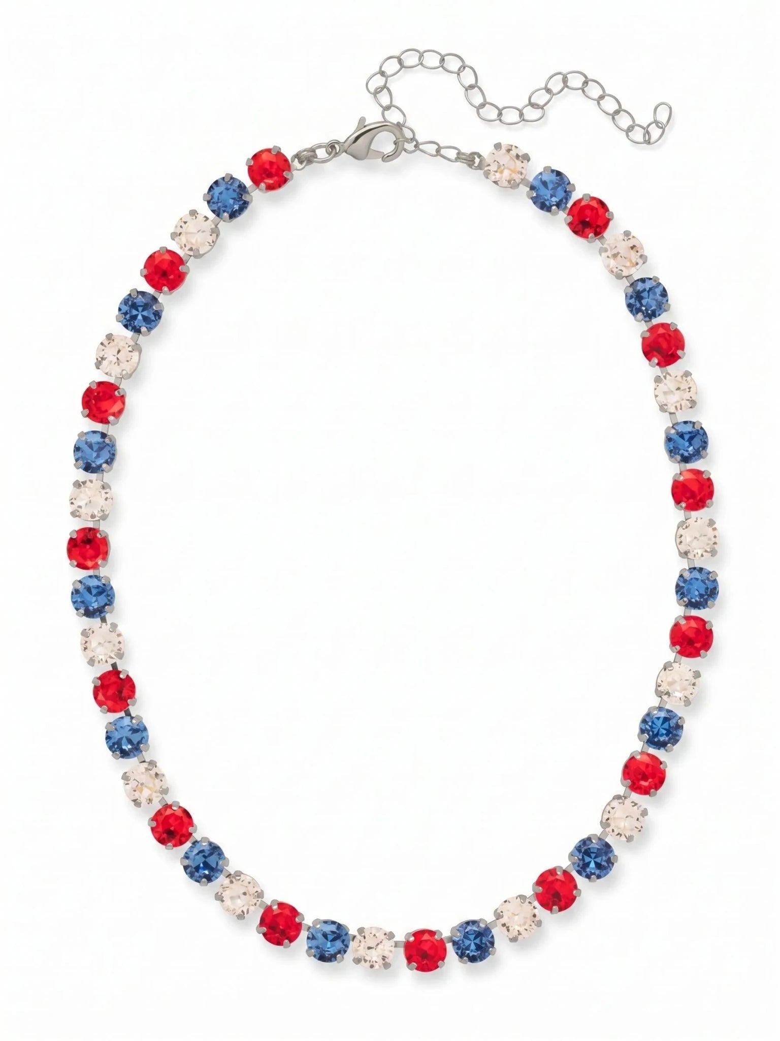 Sorrelli Matilda Tennis Necklace | Stars & Stripes | Silver - Juli's Wearable Art
