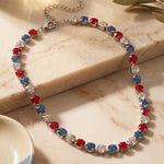 Sorrelli Matilda Tennis Necklace | Stars & Stripes | Silver - Juli's Wearable Art