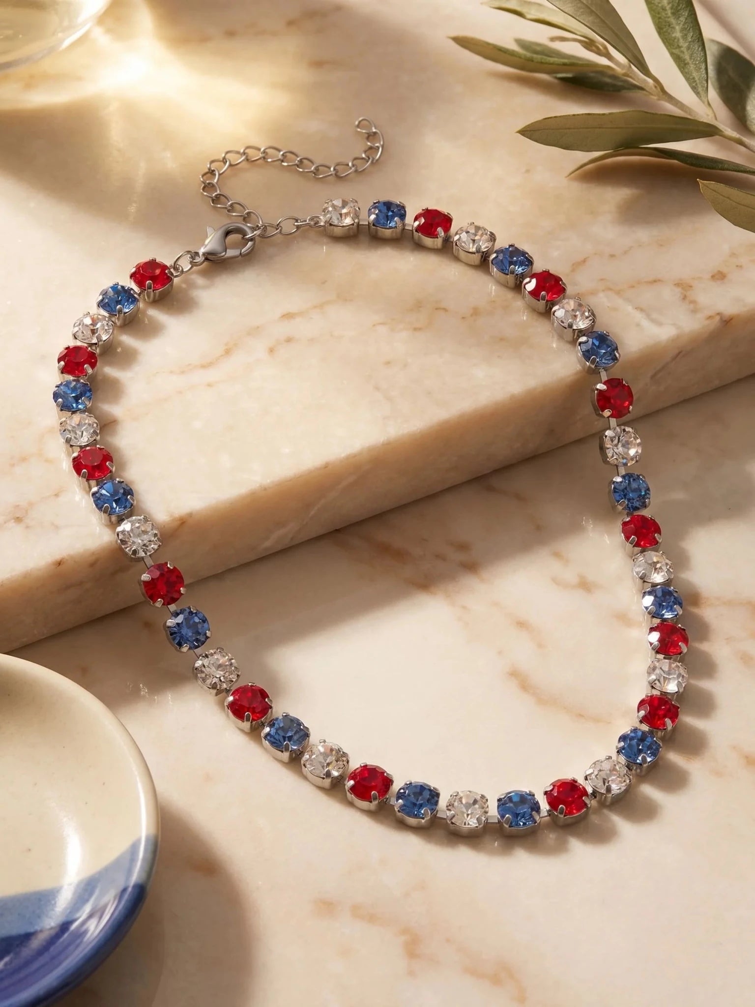 Sorrelli Matilda Tennis Necklace | Stars & Stripes | Silver - Juli's Wearable Art