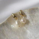 Sorrelli Modern Pearl Huggie Drop Earrings | Gold - Juli's Wearable Art