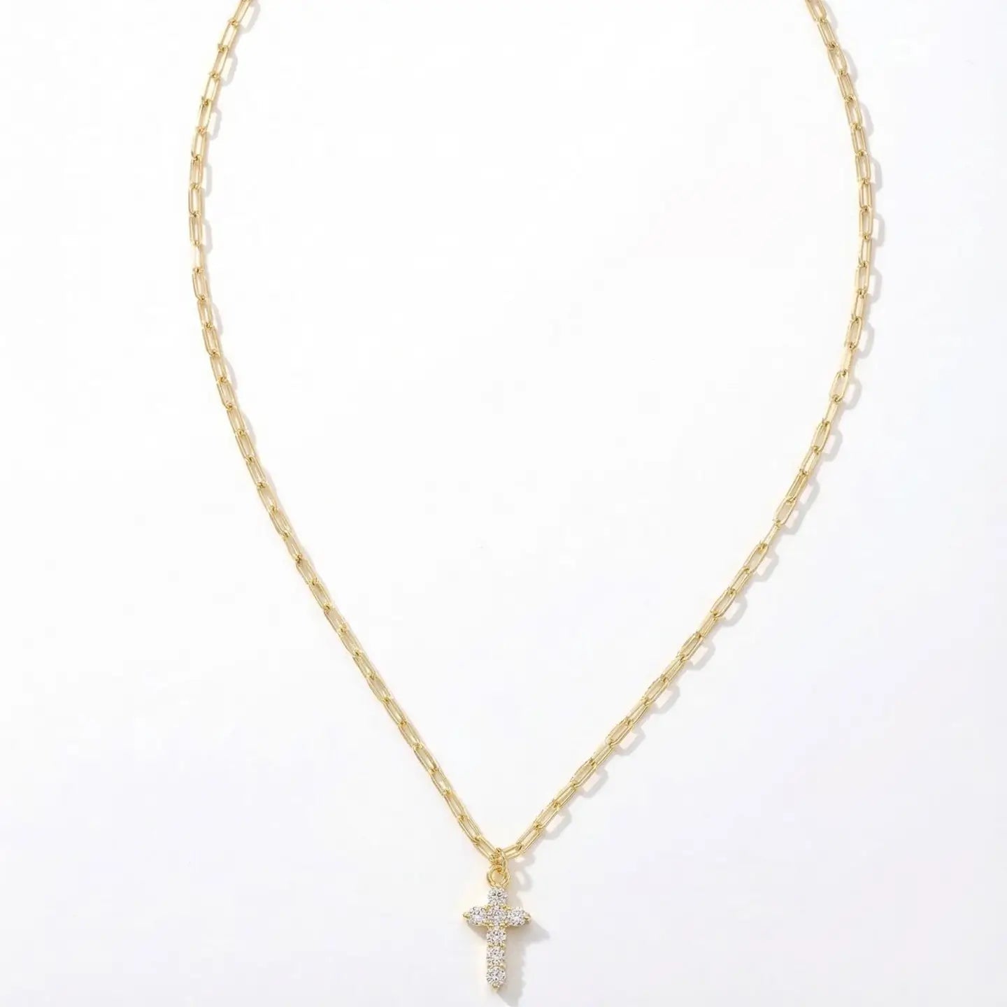 Sorrelli Petite Cross Pendant Necklace | Gold Crystal