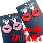 Sparkly Saffiano Smooches - Valentine's Acrylic Earrings - Juli's Wearable Art