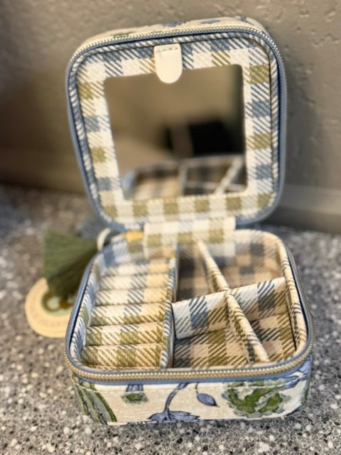 Spartina Jewelry Mirror Travel Case | Japonica Bird | Green