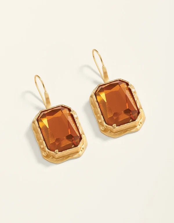 Spartina Marion Rectangle Earrings | Gold | Topaz