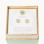 Spartina Sea La Vie Blessed Crystal Clover Stud Earrings | Gold - Juli's Wearable Art