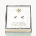 Spartina Sea La Vie Blessed Crystal Clover Stud Earrings | Silver - Juli's Wearable Art