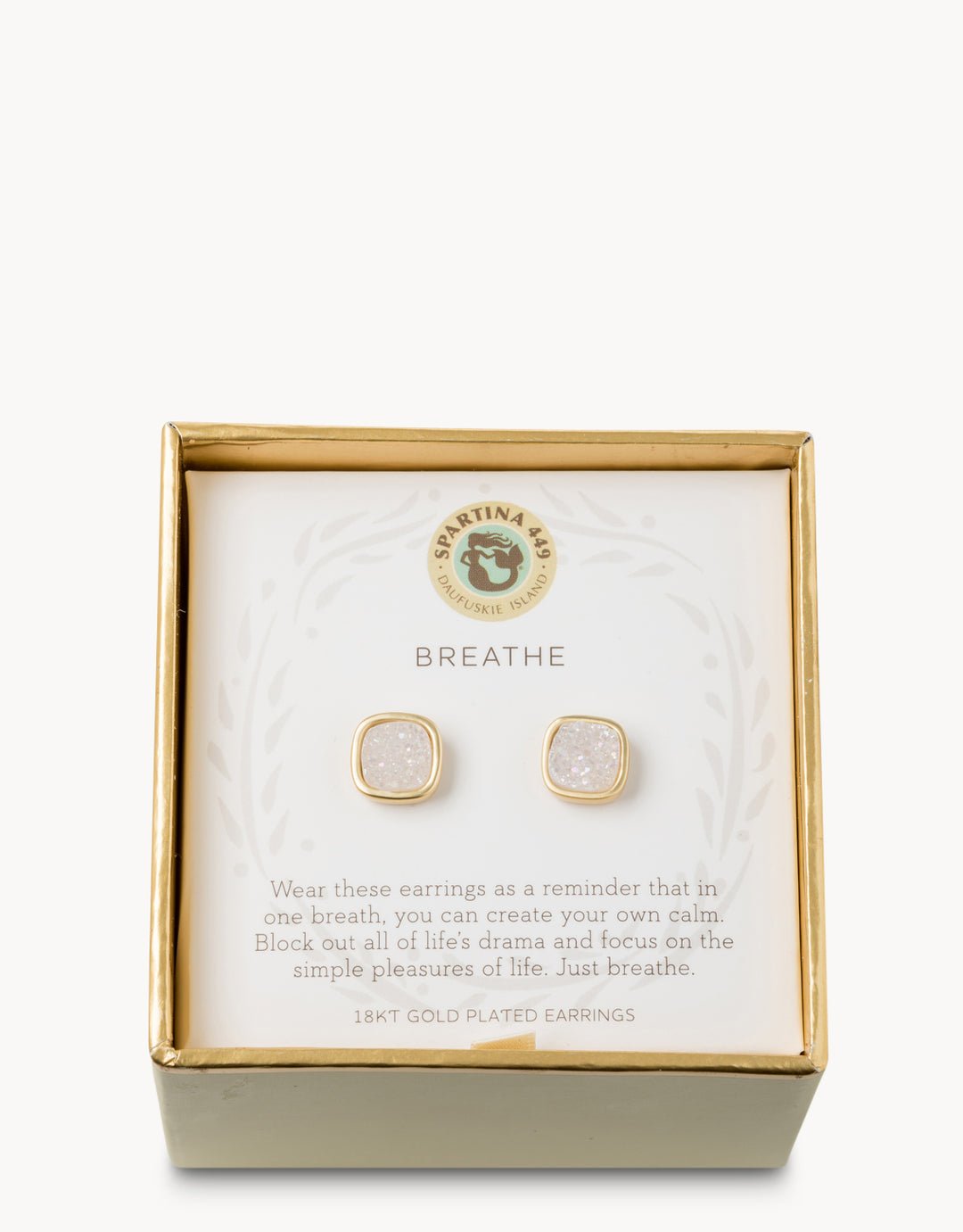 Spartina Sea La Vie Breathe Cream Druzy Stud Earrings | Gold - Juli's Wearable Art