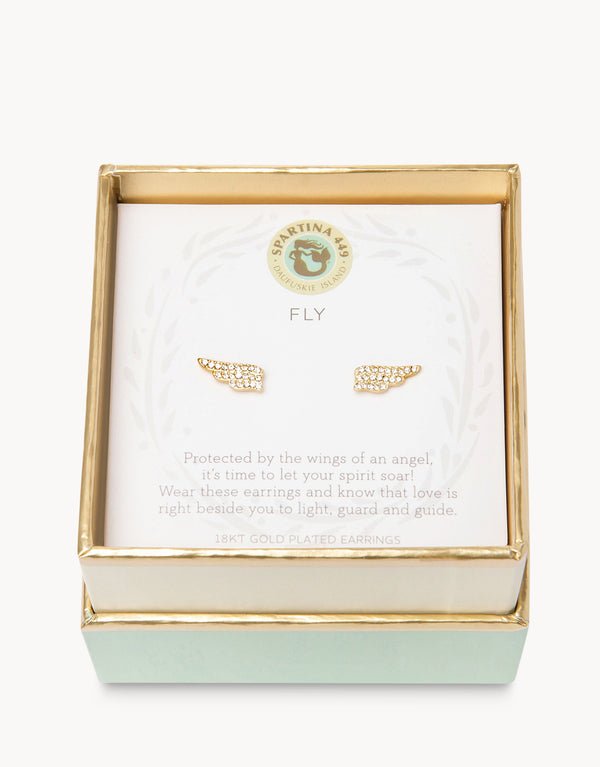 Spartina Sea La Vie Fly Wings Stud Earrings | Gold - Juli's Wearable Art