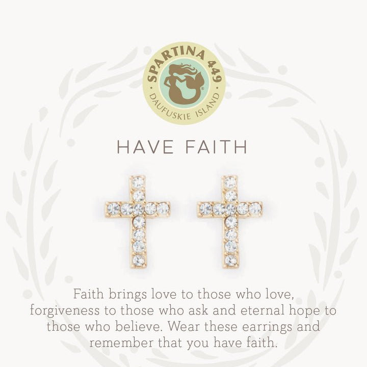 Spartina Sea La Vie Have Faith Cross Stud Earrings - Juli's Wearable Art