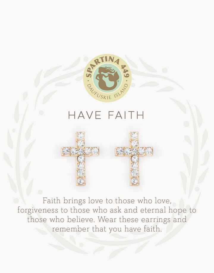 Spartina Sea La Vie Have Faith Cross Stud Earrings - Juli's Wearable Art