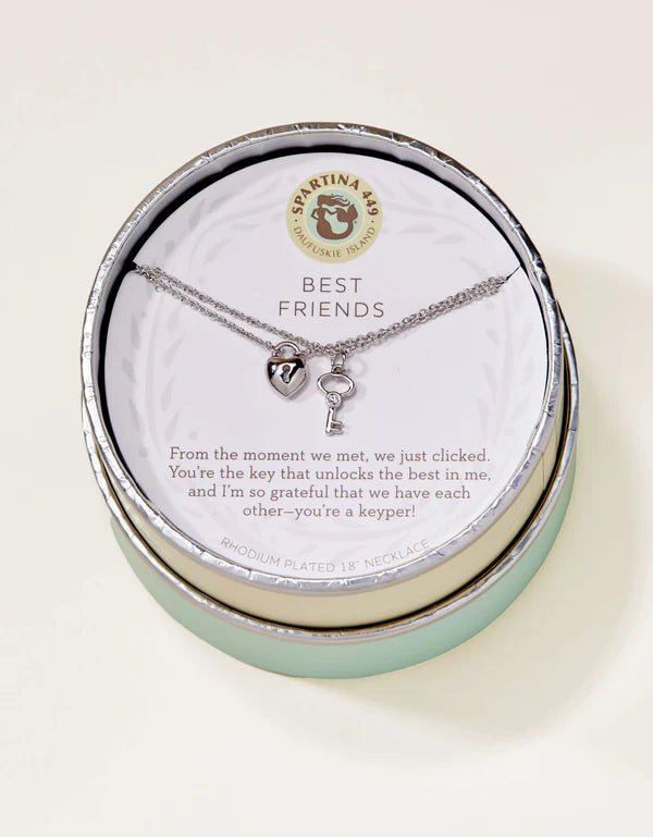 Spartina Sea La Vie Necklace 18" Best Friends + Heart Key | Silver | Set - Juli's Wearable Art