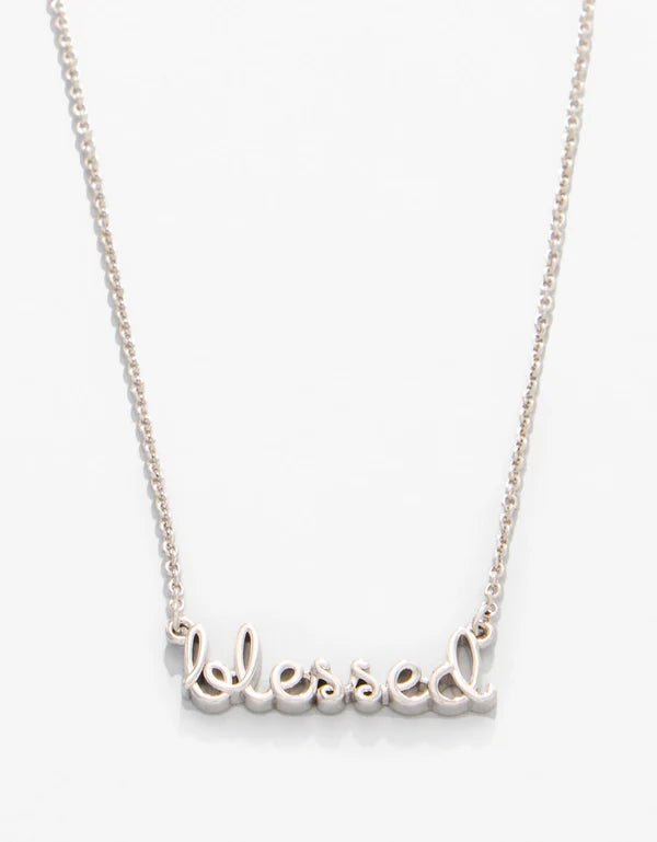 Spartina Sea La Vie Necklace Blessed | Script | Silver - Juli's Wearable Art