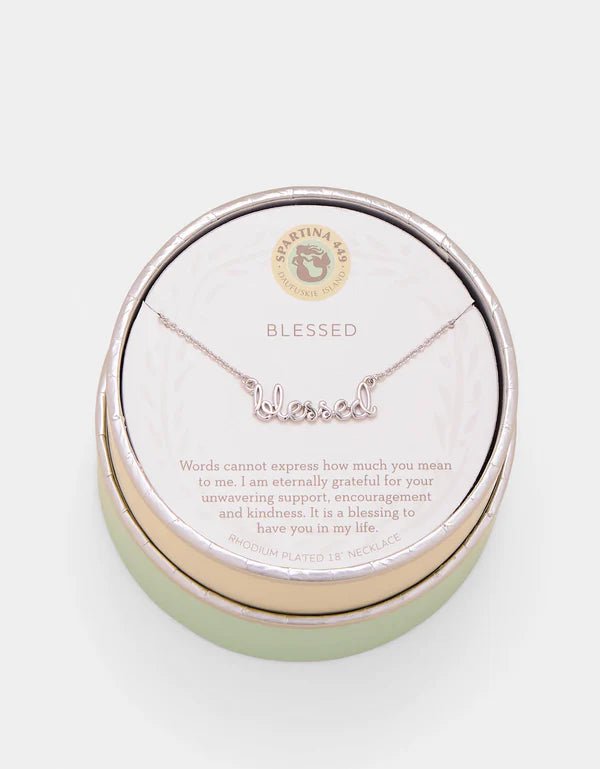 Spartina Sea La Vie Necklace Blessed | Script | Silver - Juli's Wearable Art