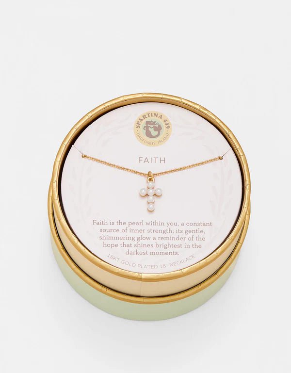 Spartina Sea La Vie Necklace Faith | Pearl Cross | Gold