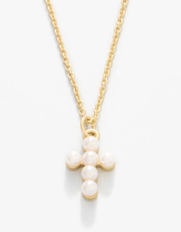 Spartina Sea La Vie Necklace Faith | Pearl Cross | Gold